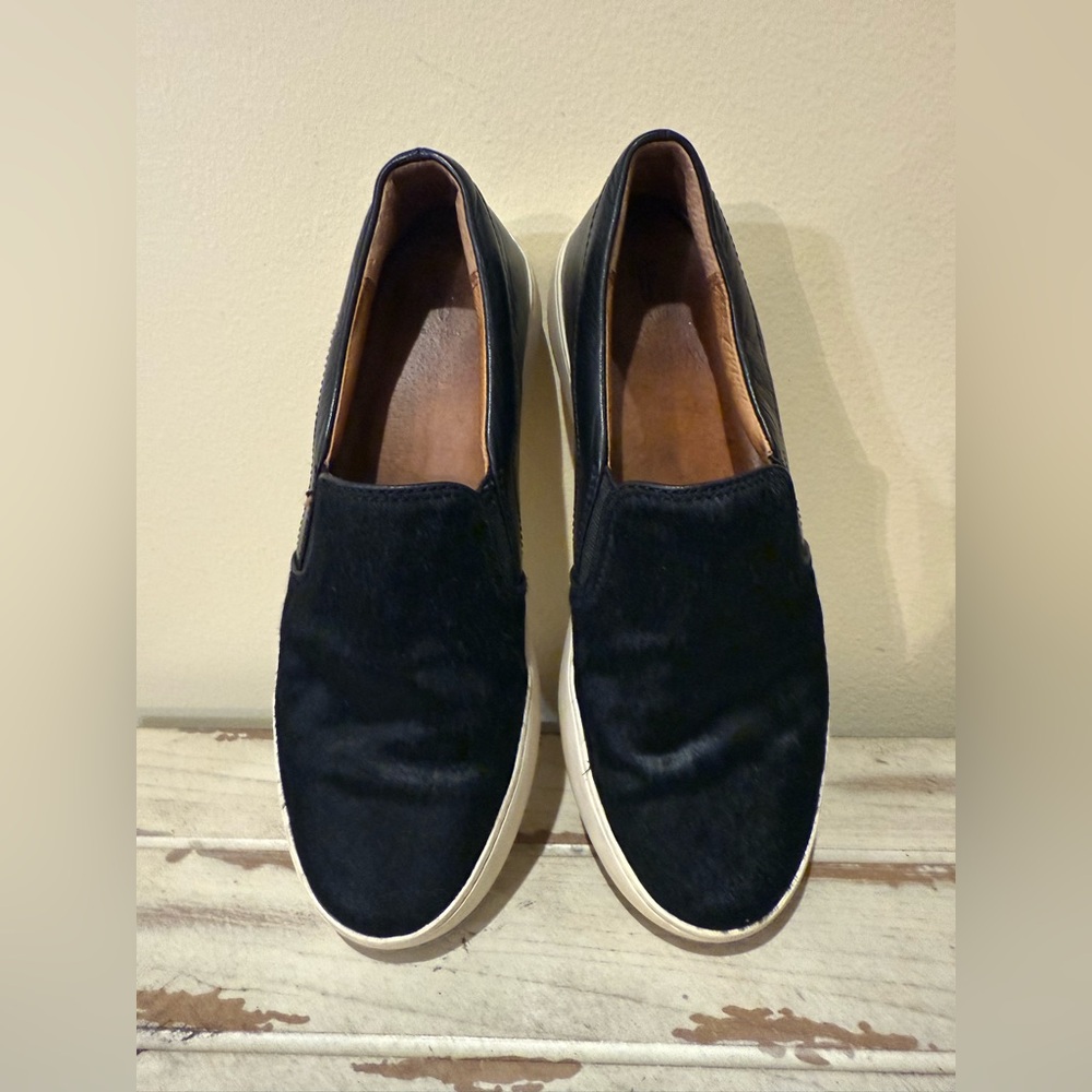 Frye Lena Mohair Leather Loafer Slip-On Sneakers - Black - Size 7.5